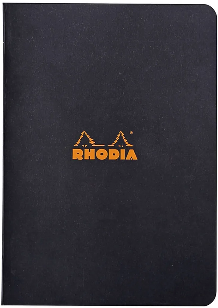 Carnet de notes Rhodia A5 ligné noir : cahier agrafé pour le bureau