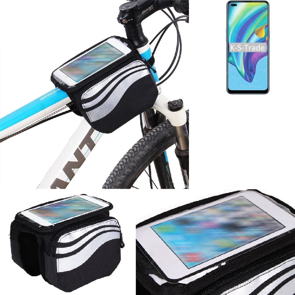 K-S-Trade Rahmentasche Fahrrad-Halterung kompatibel mit Oppo A15 Rahmenhalterung Fahrrad Handyhalterung Fahrradtasche Handy Smartphone Halterung Bike