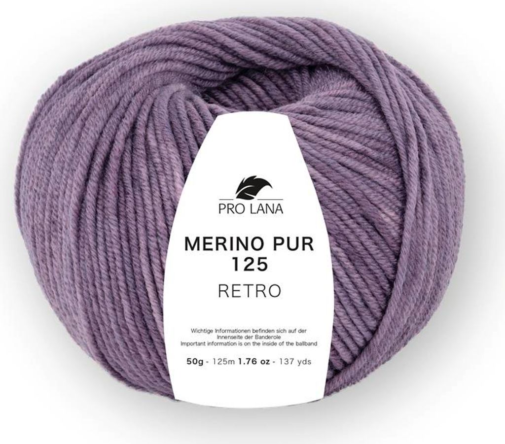 Pro Lana Merino Pur 125 Retro Strickgarn, 100% Extrafeine Wolle, Handgefärbt, Ton-in-Ton Farbverlauf 142 pflaume mel.
