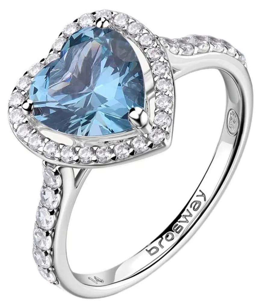Bague en argent avec zircone bleu azur en forme de cœur, T50
