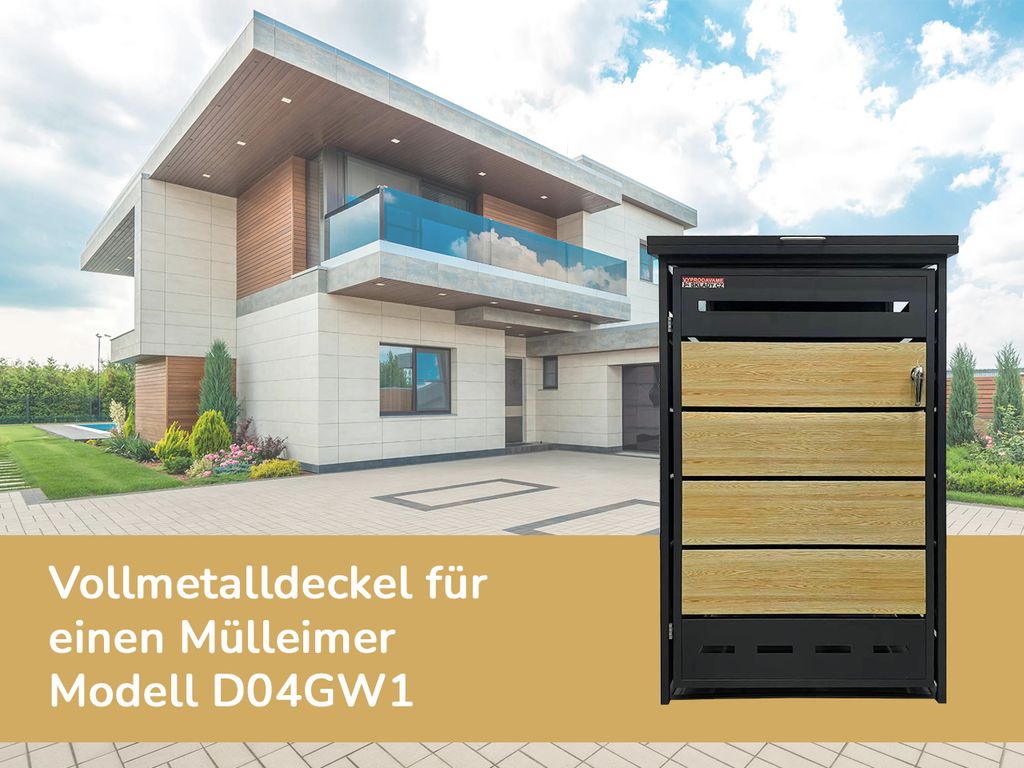 Müllcontainer D04GW1, Ganzmetalldeckel, modern, anthrazit/braun