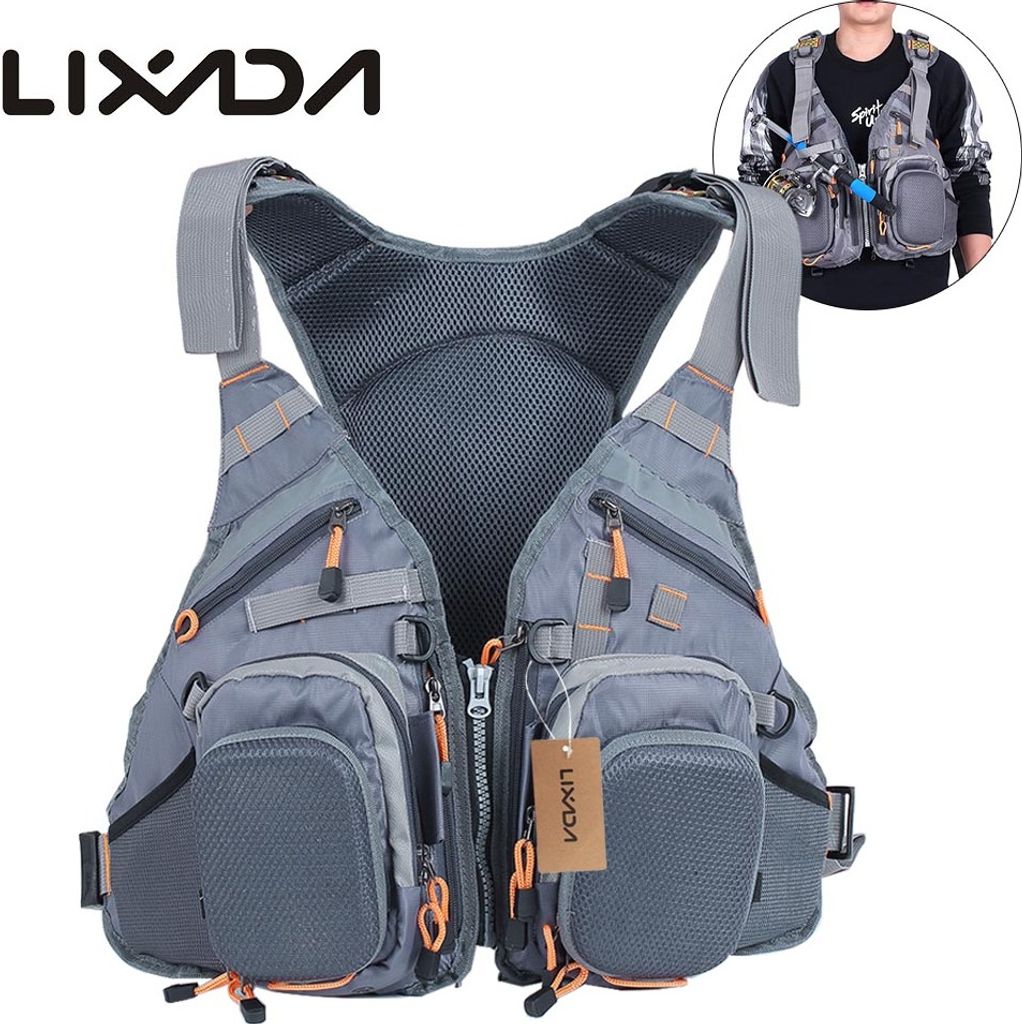 Lixada 3 In 1 Mesh Fliegenfischen Weste und Rucksack Atmungsaktive Outdoor Angeln Sicherheit Schwimmweste Fischer Utility Weste Schwimmen Segeln Bo...