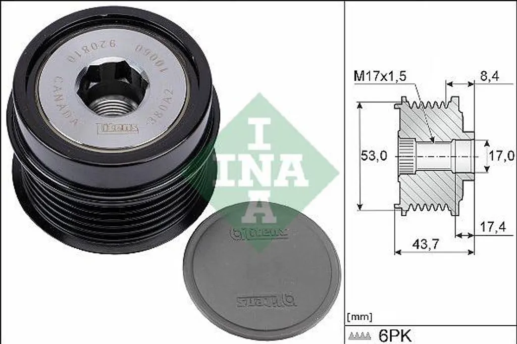 INA 535 0281 10 Ruota Libera Alternatore - Ricambio OE 04891737AB