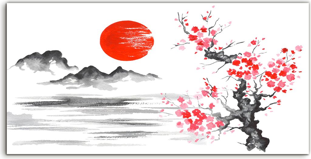 Coloray Acrylbild 100x50 Wandbild Acrylbilder Traditionelle japanische Malerei Tinte