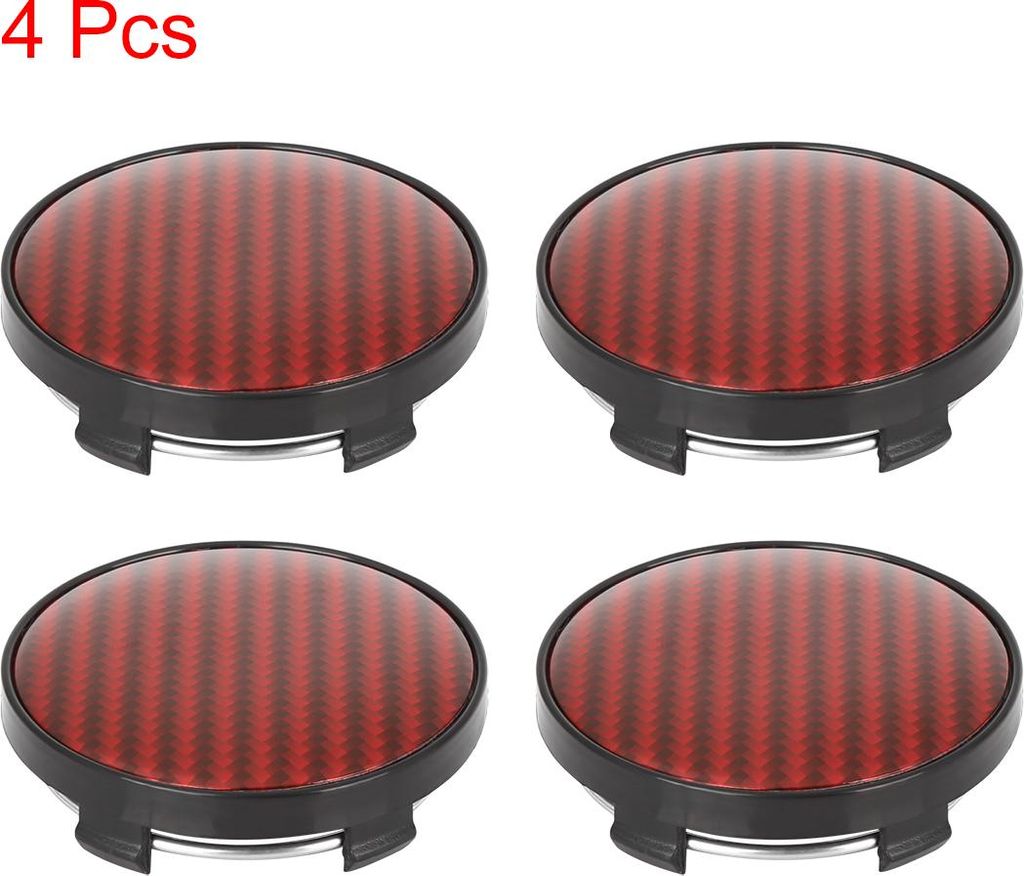 4 Stk. 60mm 5 Laschen Autorad Zentrumskadkappenn Rote Kohlefasermuster