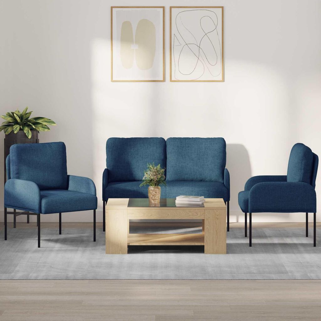 "Summerschlussverkauf "Sofagarnituren Moderne design - CLORIS - Gartenlounge-Set - mit Kissen 3 pcs Blau 115x56x80 cm Sperrholz - Klassische Sofas ...