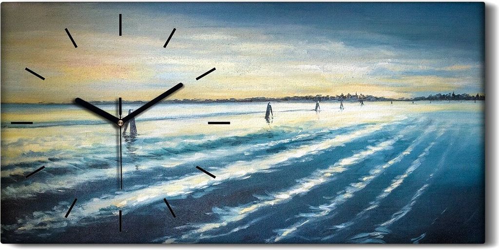 Leinwand Uhr Küche Wohnzimmer Bild 60x30 Lagune von Venedig bei Sonnenuntergang - schwarze Hände