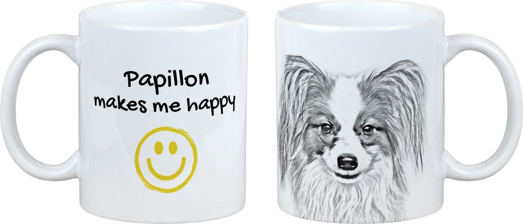 Papillon, Kontinentaler Zwergspaniel - Tasse mit Hund, fröhliche Tasse für Hundeliebhaber, personalisiertes Geschenk der Marke Art-Dog