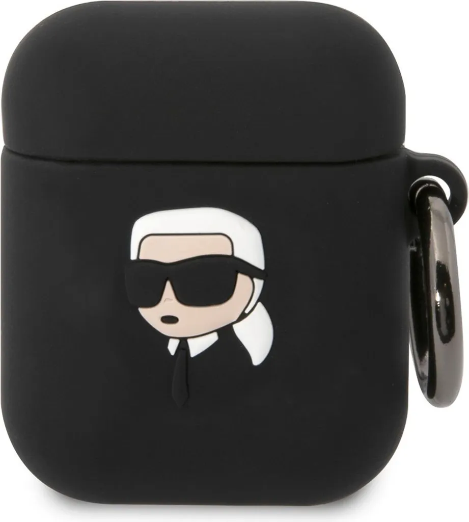 Karl Lagerfeld Kla2Runikk Airpods 1/2 Cover Czarny/Nero Silicone Karl Head 3D