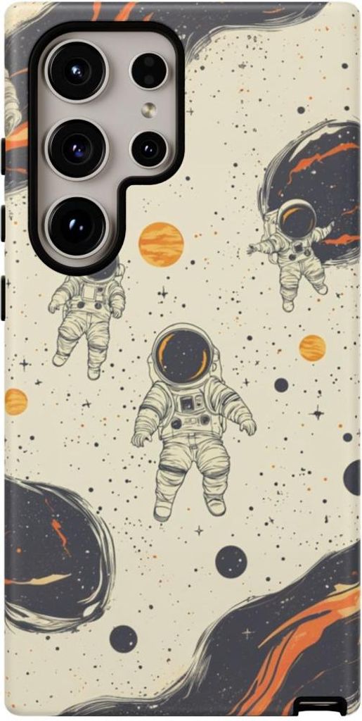 Astronauten im All mit orangefarbenen Kometen – Hülle Kompatibel mit Galaxy S24 Ultra