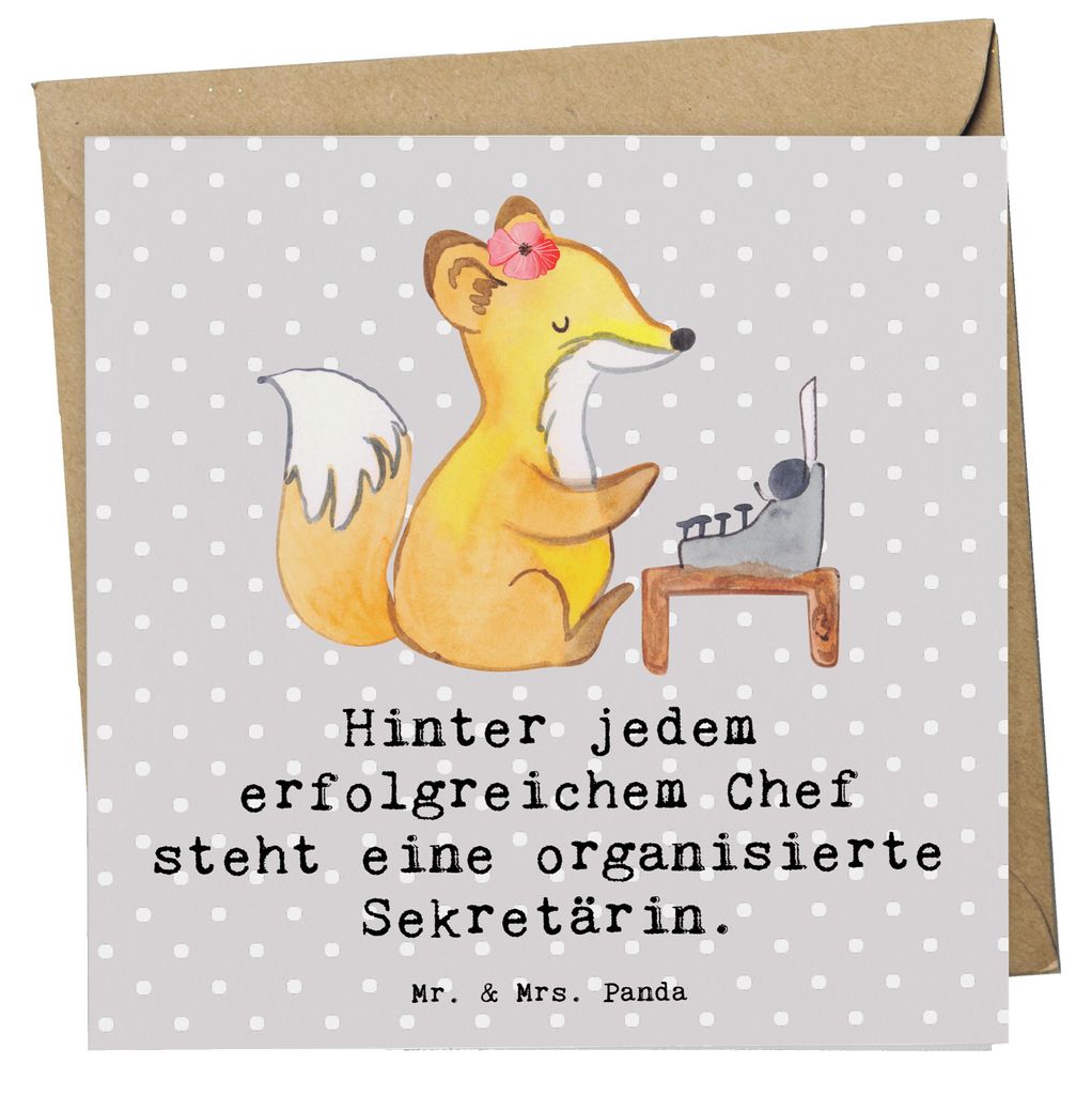 Mr. & Mrs. Panda Glückwunschkarte Sekretärin Erfolg - Grau Pastell - Geschenk, Geschenke mit Herz, Berufe, Grußkarte, faltkarte, Multitasking, B...