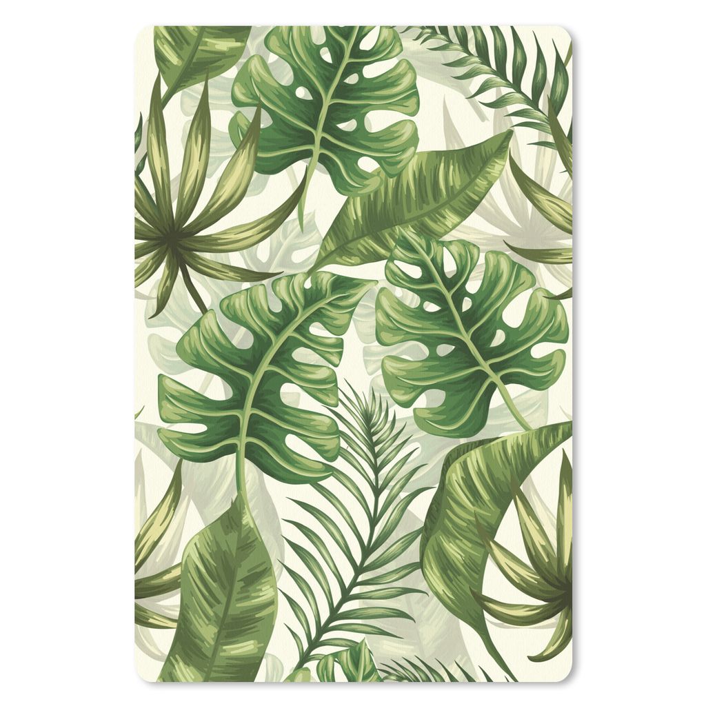 MuchoWow Mauspad Mousepad Monstera - Illustration - Weiß - Mädchen - Kinder - Jungen 40x60 cm - Mousepads - Maus Mat - Pad - Mausunterlage - Sc...