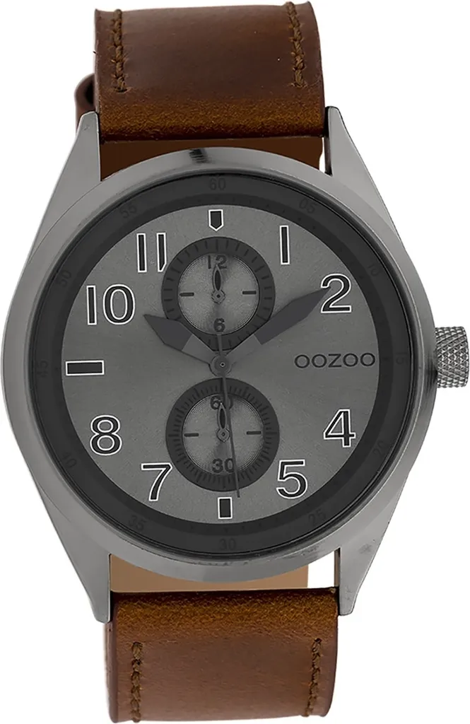 Oozoo orologio da uomo in pelle orologio analogico al quarzo bracciale marrone Timepieces D2UOC10028
