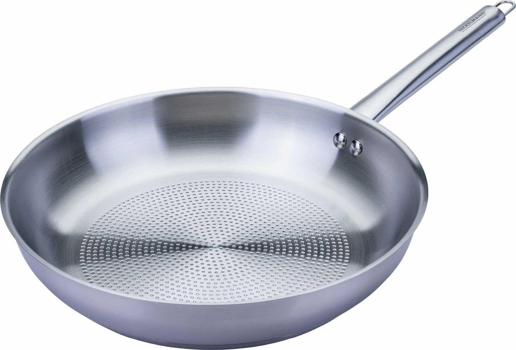 Fackelmann Bratpfanne Ovalgriff aus Edelstahl, Ø 28 cm Perfekt für hohe Temperaturen und alle Herdarten