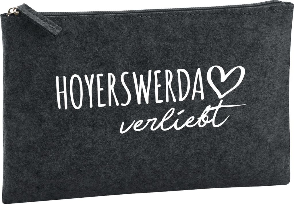 Huuraa Kulturbeutel Hoyerswerda verliebt 1 Liter Charcoal Filz Kosmetiktasche Geschenkidee