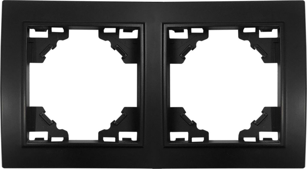 Rahmen 2-Fach für Steckdosen Schalter Unterputz 153x82x8mm horizontal Schwarz Matt