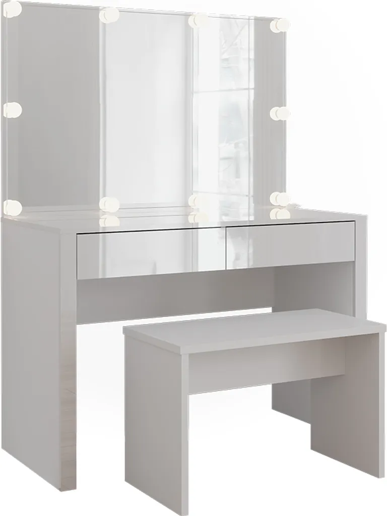 Grande Coiffeuse avec Miroir LED Vicco Annabelle pour Chambre et Banc