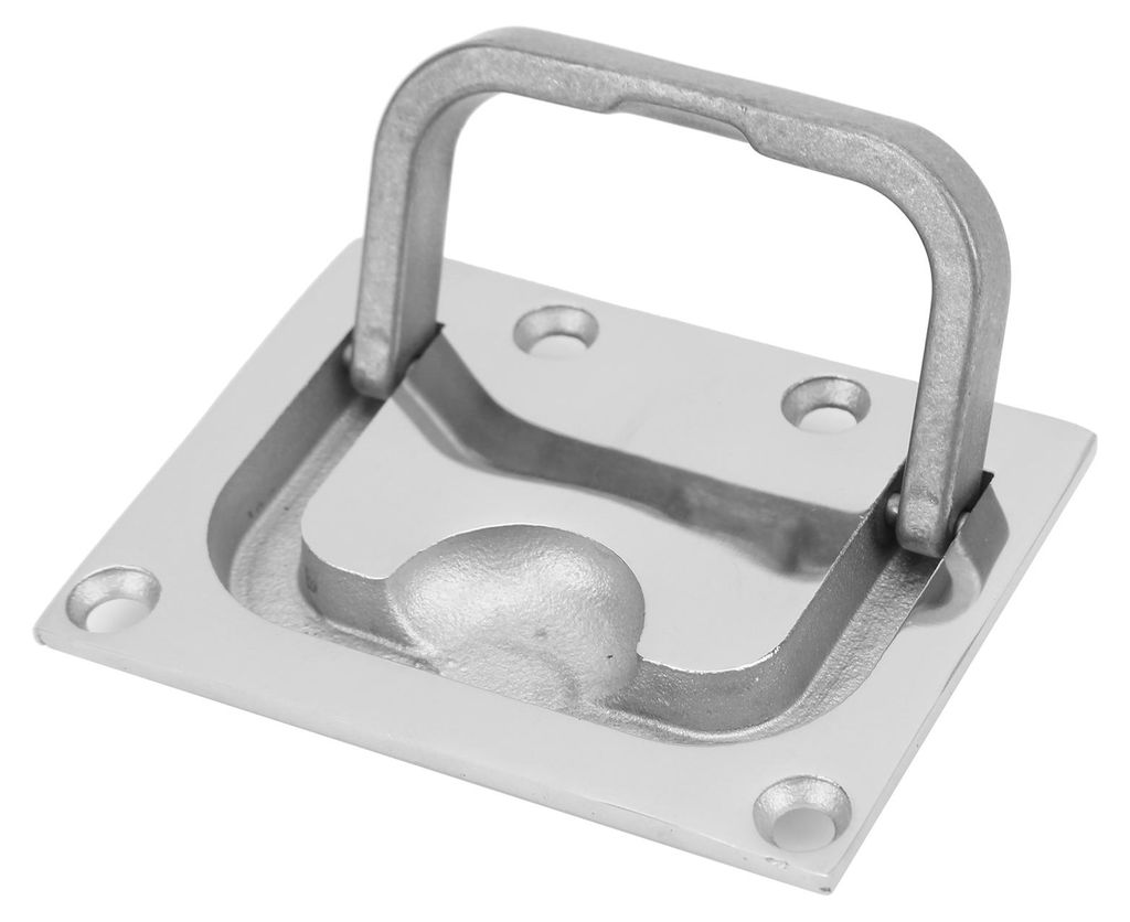 76 mm bündiger Griff, quadratisch, Edelstahl 316, poliert, mit Hebering für Bootsdeckluken und Schränke