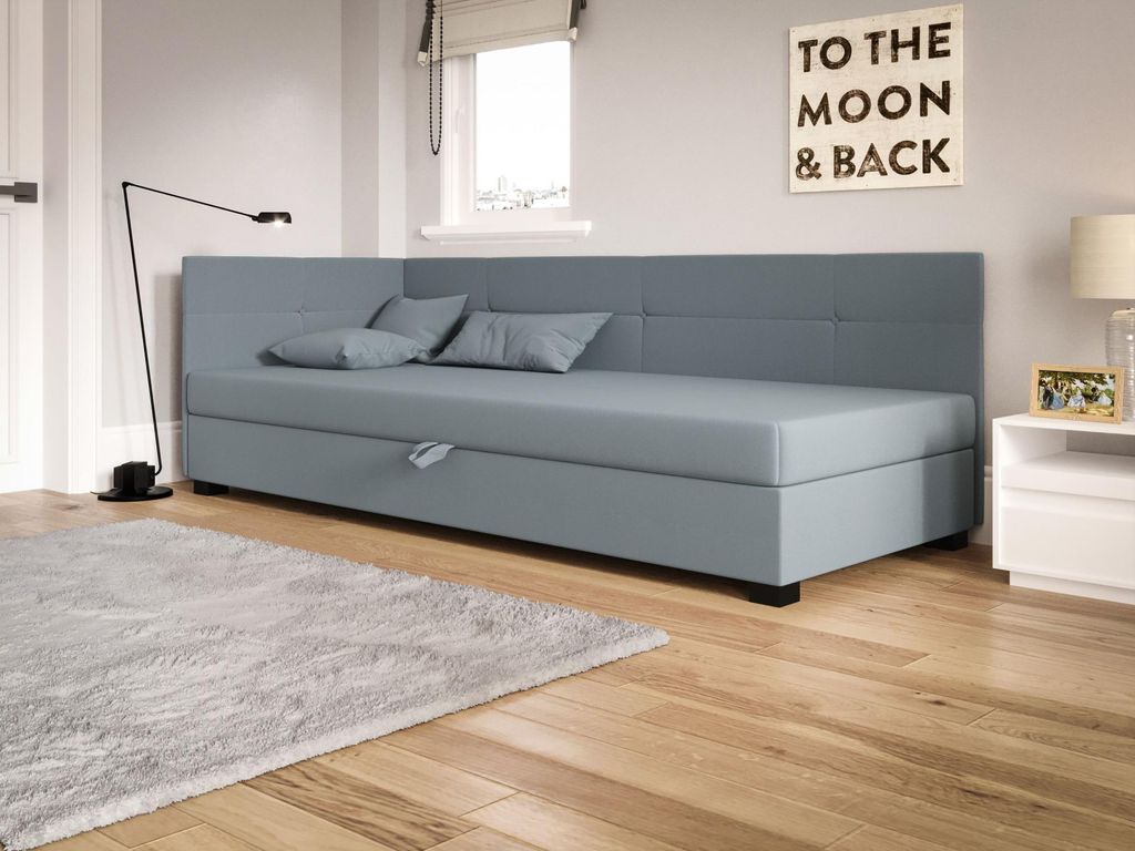 Einzelbett mit Polsterung 80x195 LOCIKA PLUS 1 - blaugrau