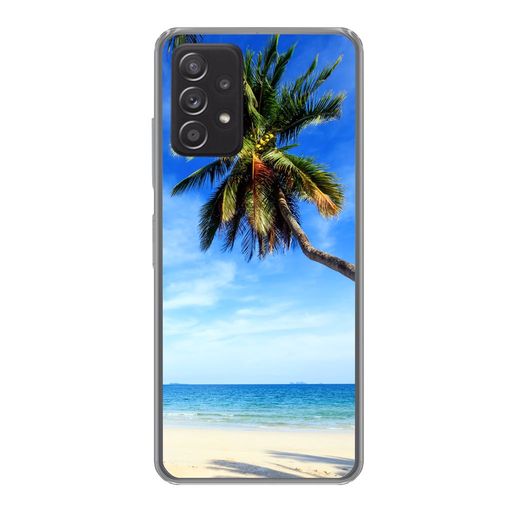 MuchoWow Handyhülle Schutzhülle Hülle für Samsung Galaxy A33 5G Palmen - Strand - Meer Silikon Softcase Handy Hülle - Kartenhalter