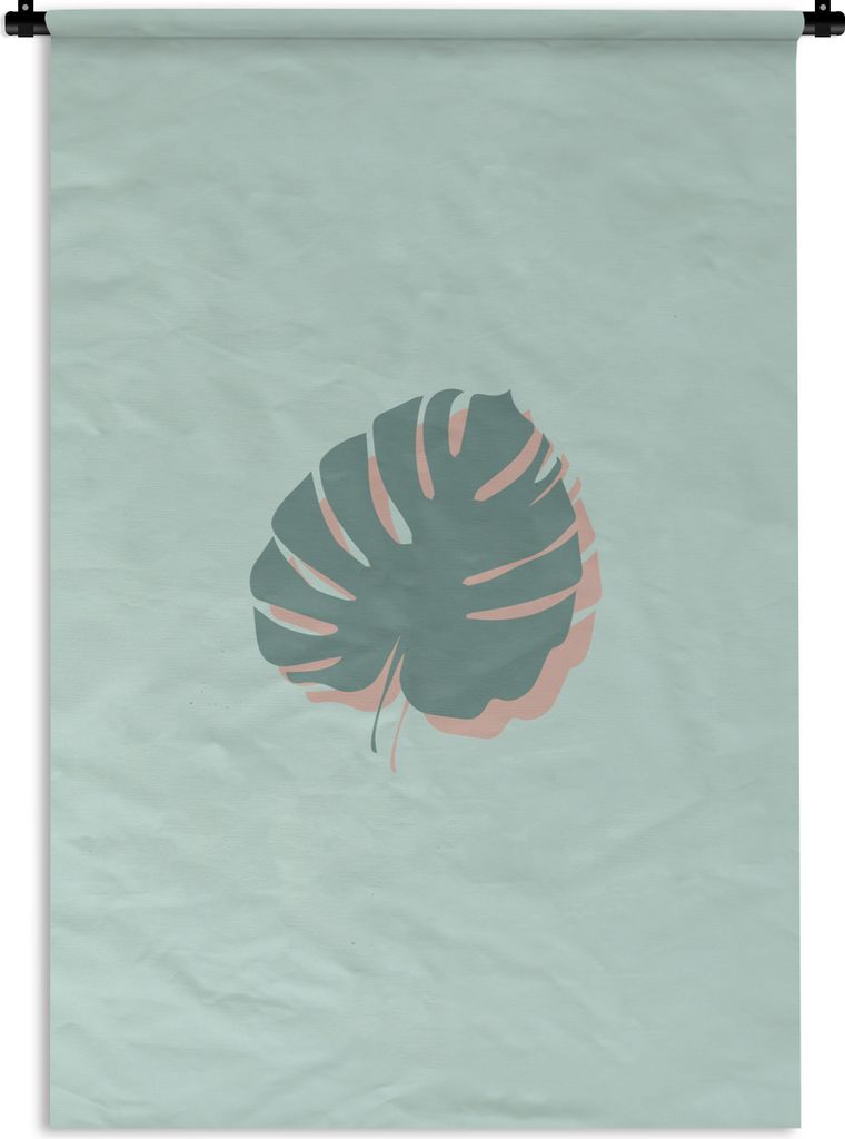 MuchoWow Wandteppich Wandbehang Sommer - Laub - Türkis - Rosa 60x90 cm Tapisserie Dekoration Wandtuch - Foto-Teppich - Abwaschbar