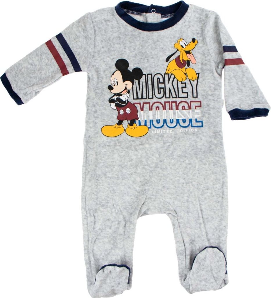 Disney Mickey Maus Baby-Overall – Kuscheliger Schlafanzug Weicher Einteiler Grau 18 Monate