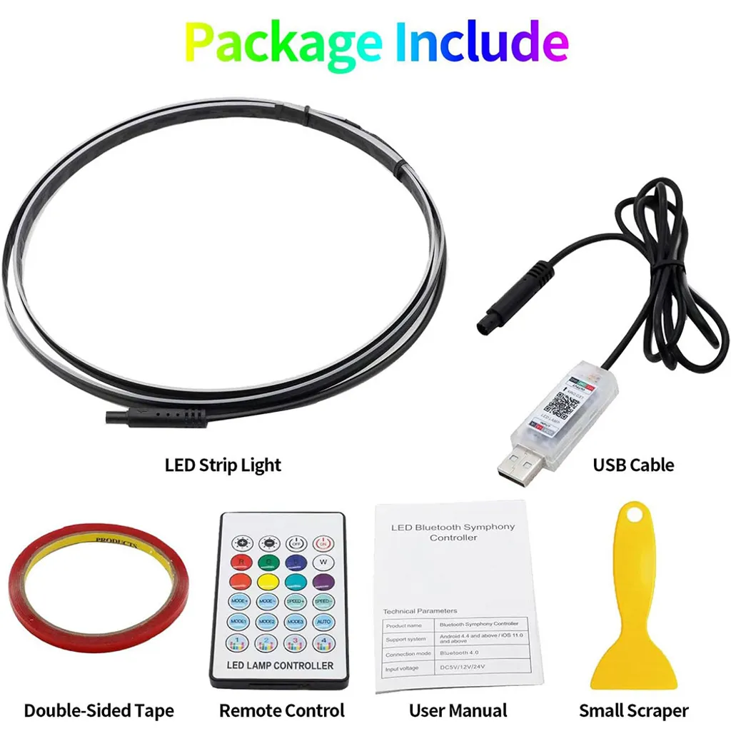 Kit Illuminazione Interna Auto LED RGB USB 5V - 110cm Accessori - 2