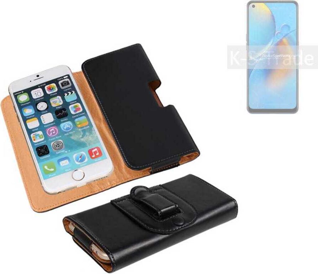 K-S-Trade Schützhülle Handyhülle kompatibel mit Oppo F19 Holster Gürtel Tasche Schutzhülle Handy-Tasche Smartphone Case Seitentasche schwarz 1x