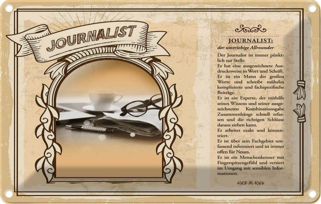 vianmo Blechschild 20x30 cm Journalist Beruf Arbeit