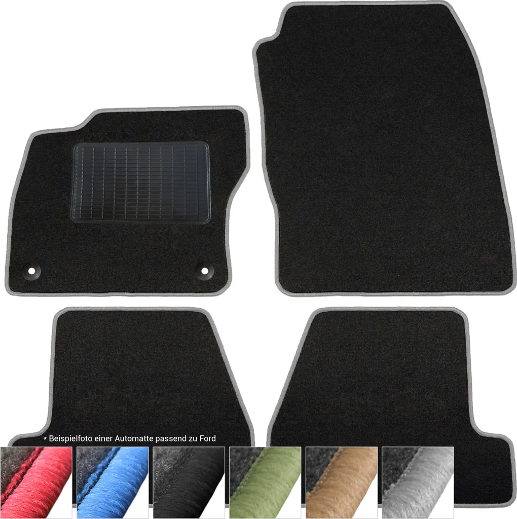 tappetini moto-MOLTICO tappetini auto velours tappetini auto neri set 4 pezzi adatto per Ford Kuga II dal 2012 (grigio - cuciture decorative)