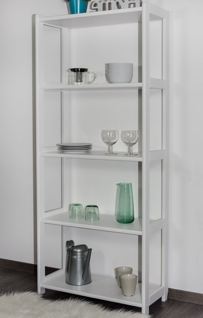 Regal Kiefer massiv Vollholz weiß Junco 55B - 163 x 70 x 30 Produktbild 