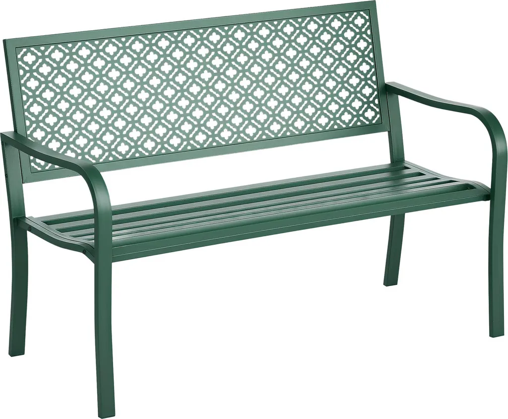 Banc de jardin Outsunny pour balcon et terrasse en acier vert 2 places