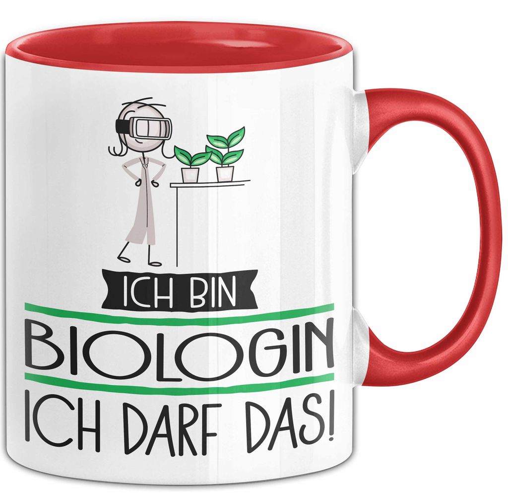 Geschenk für Biologin Tasse Lustige Geschenkidee Geburtstag Ich Bin Biologin Ich Darf Das (Rot)