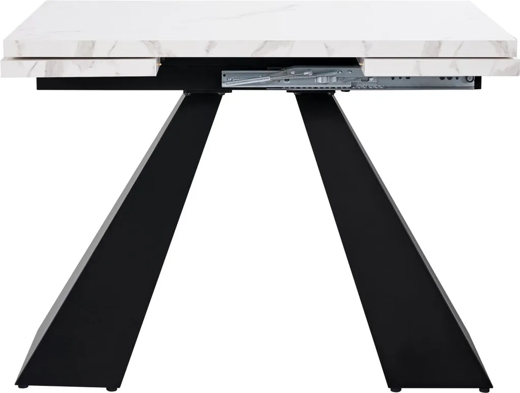 Table de cuisine moderne extensible grise avec structure en carbone