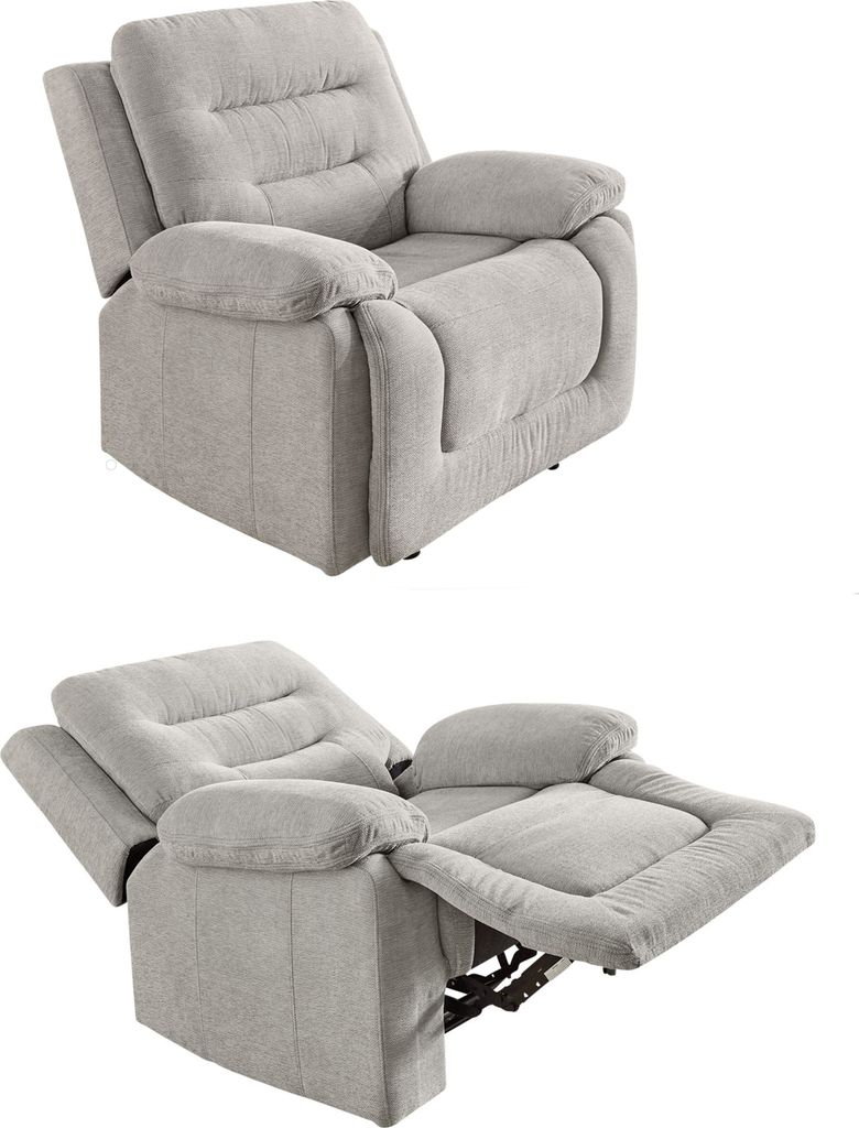Relax-Fernsehsessel Federkern Liegefunktion TV-Sessel Polsterstoff Chenille Grau / 15501