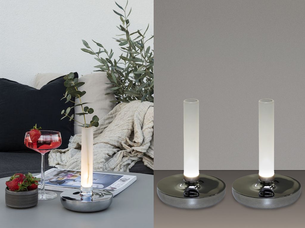 2er Set Outdoor Tischlampen, Terrassenbeleuchtung kabellos & ohne Stromanschluss