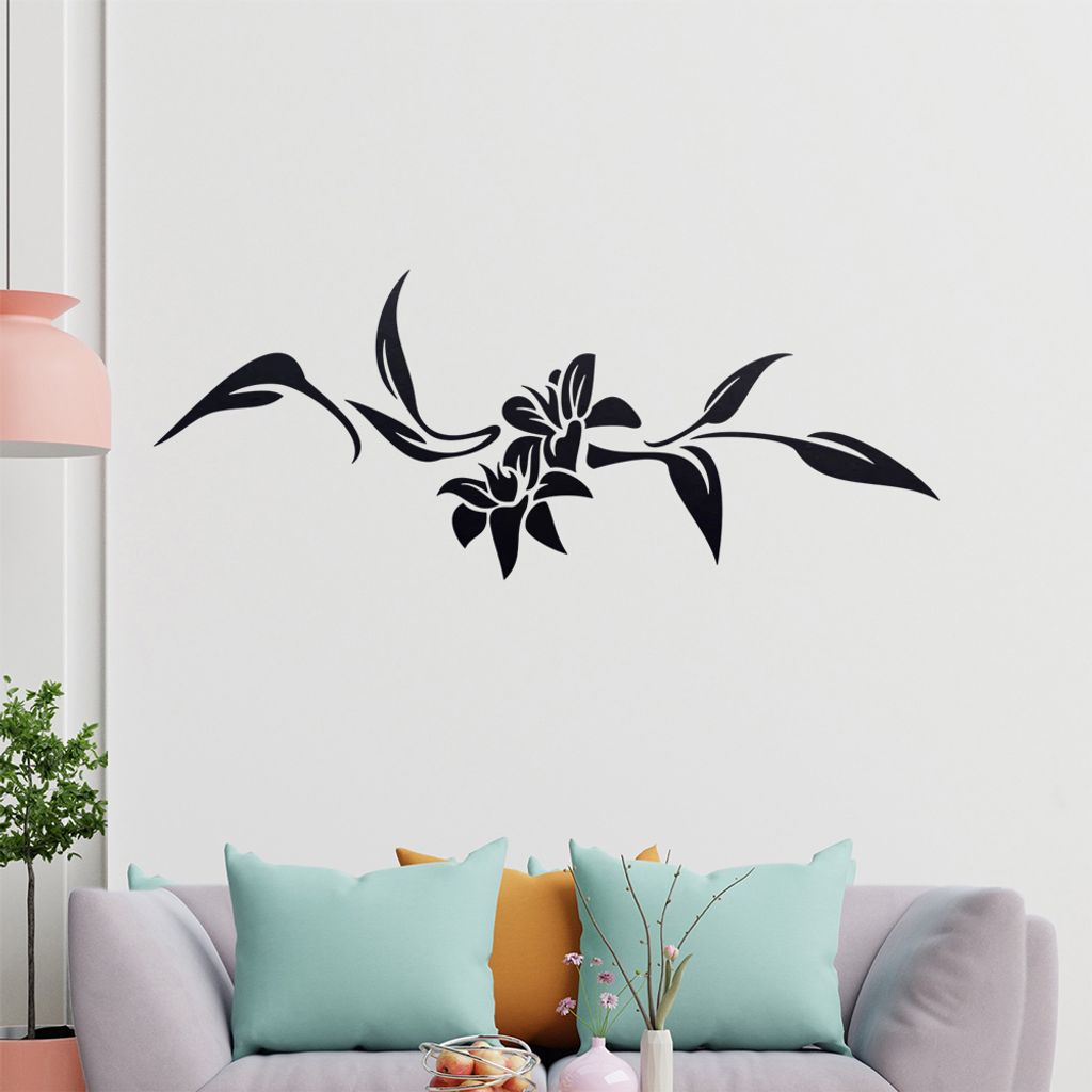 Blumen - Linien Wandtattoo in 6 Größen - Wandaufkleber Wall Sticker - Dekoration, Küche, Wohnzimmer, Schlafzimmer, Badezimmer