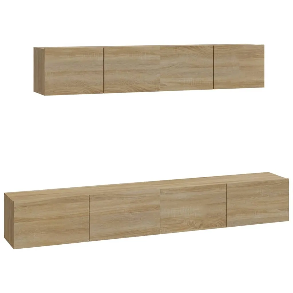 Parete Attrezzata TV vidaXL 4 pz Rovere Sonoma - Soluzione Completa