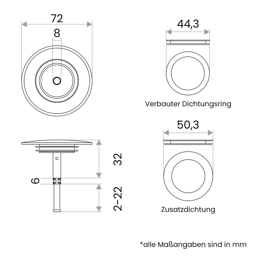 Bächlein Universal Badewannenstöpsel - Abfluss-Stopfen aus Produktbild 6