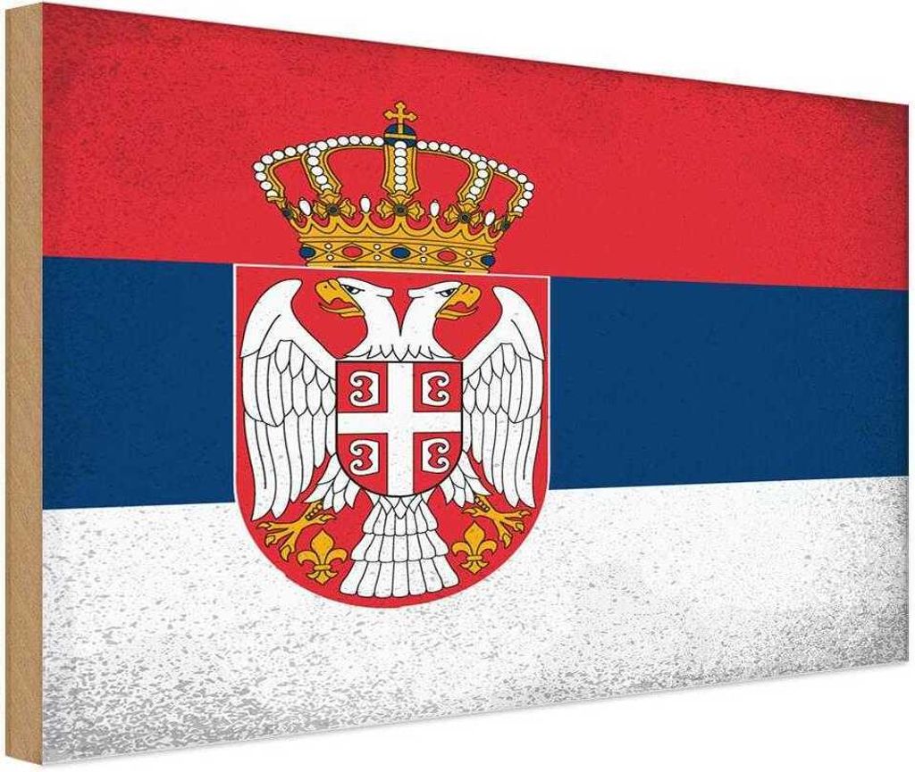 vianmo Holzschild 30x40 cm Serbien Serbia Flagge Fahne Wappen
