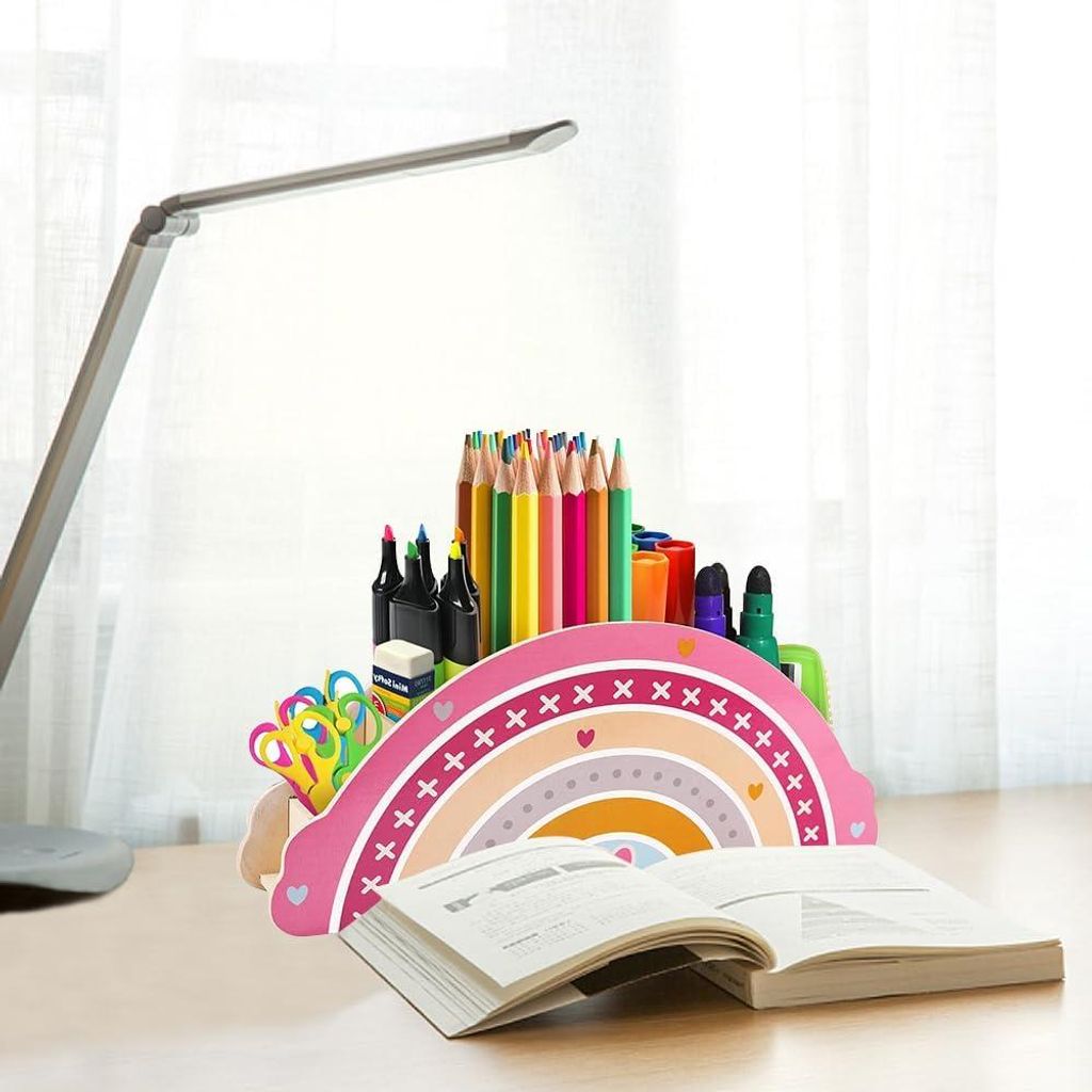 Jiahuade Kinder Regenbogen Stifthalter, Büro Büro Organizer, Schreibtisch Stifthalter, Holz Stift Organizer, Tisch Organizer, Regenbogen Organize...