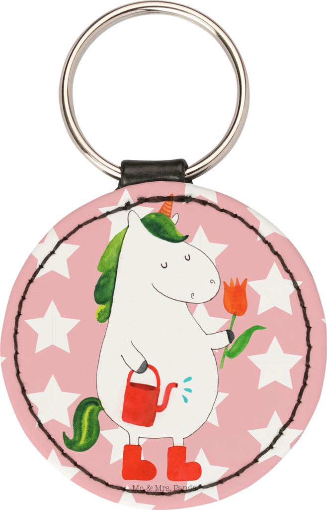 Mr. & Mrs. Panda Anhänger Einhorn Gärtner - Rot Pastell - Geschenk, Schlüsselanhänger, Bedruckt, Unicorn, Einhörner, edel, Luftballon, Stiefel...