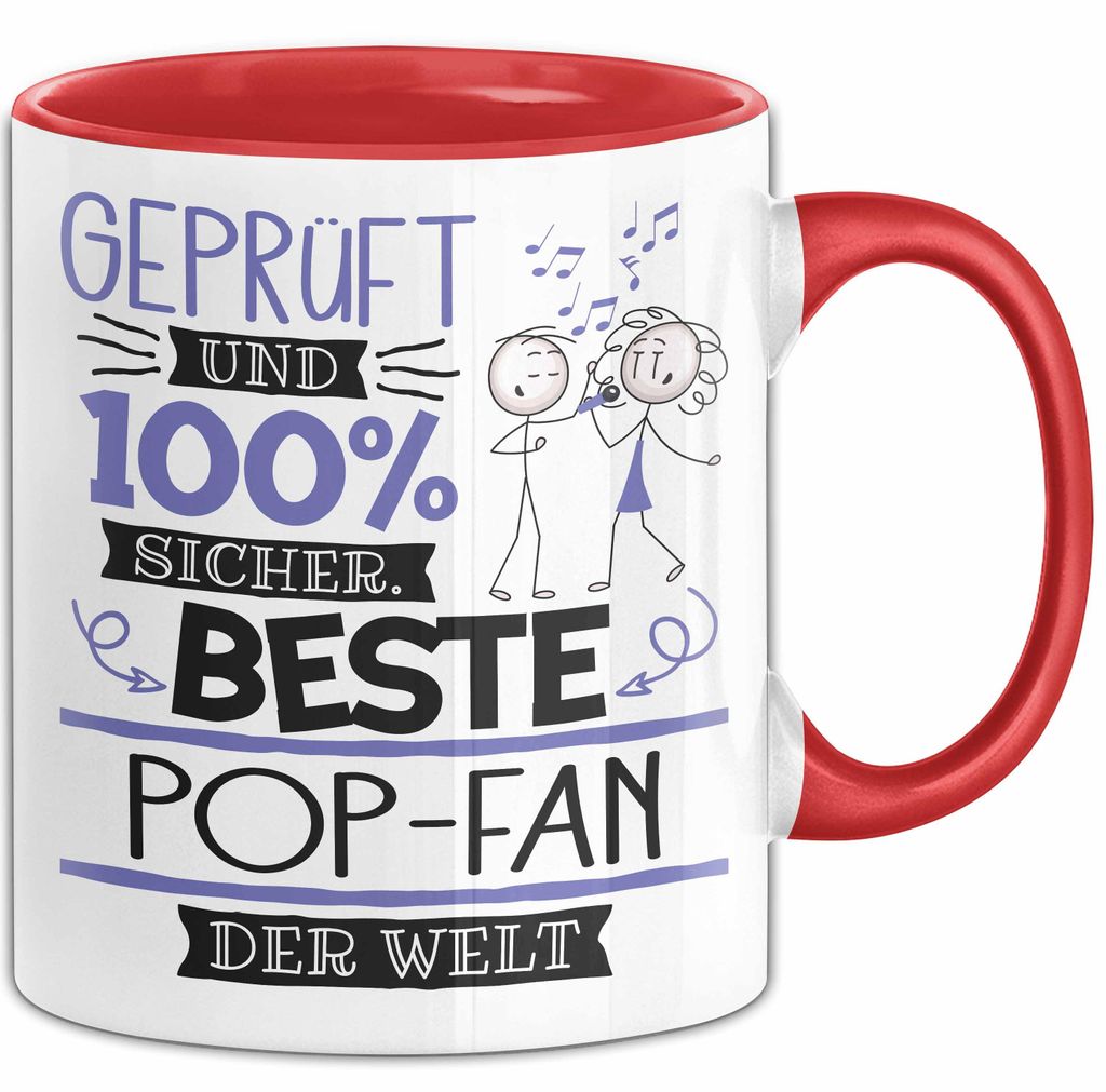 Beste Pop-Fan Der Welt Tasse Geschenk für Eine Pop-Fan Und Sicher Geschenkidee Geburtstag Weihnachten (Rot)
