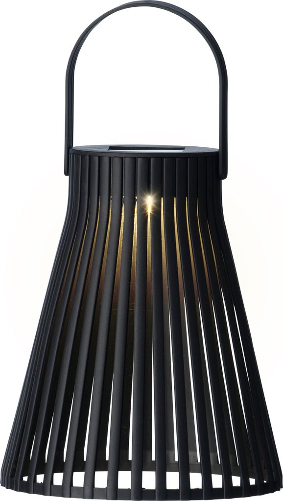Solar Gartenleuchte LED Laterne 14x18cm Kunststoff Schwarz / Warmweiß