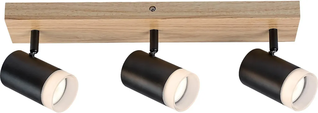 Rampe de Spots Orientables en Chêne Toras 3 Lumières Noires GU10 3x5W