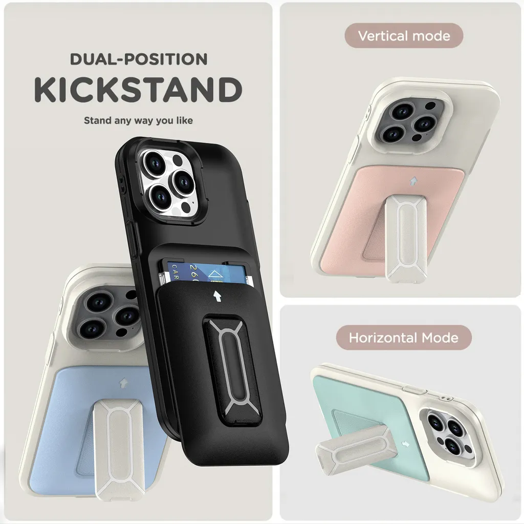 Custodia per iPhone 15 con Porta Carte di Credito Tasca Nascosta Porta Carte di Credito Resistente agli urti Custodia Protettiva a Doppio Strato Cover Posteriore per Uomo e Donna, 6,1 marino