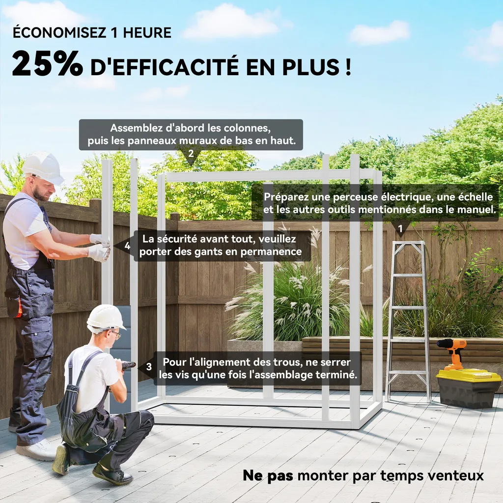 Abri de Jardin avec Fenêtre et Grille d'Aération en Résine Grise 2,1m² - 6