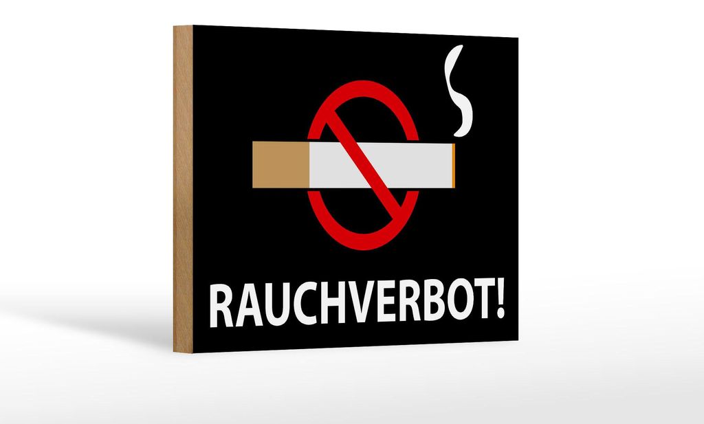 Holzschild Hinweis 18x12cm Rauchverbot schwarz Schild
