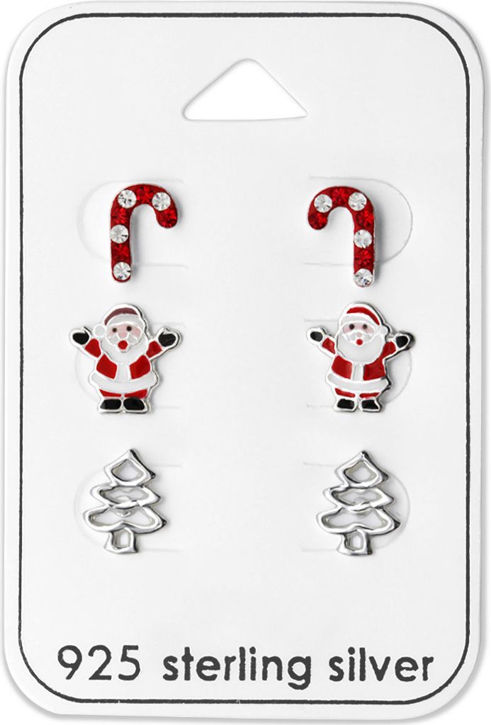 Ohrstecker Set 925 Sterling Silber Weihnachtsmotive