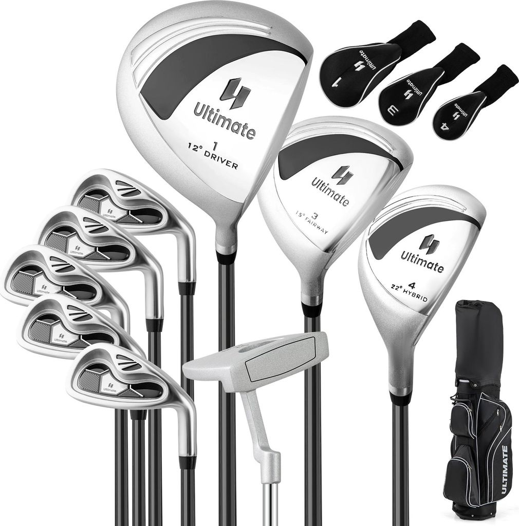 GOPLUS 10er Golfschläger Set für Frauen, Golfschlägersätze inkl. 460cc 1# Alloy Driver, 3# Fairway Wood, 4# Hybrid, 6-9# Eisen, Schwarz